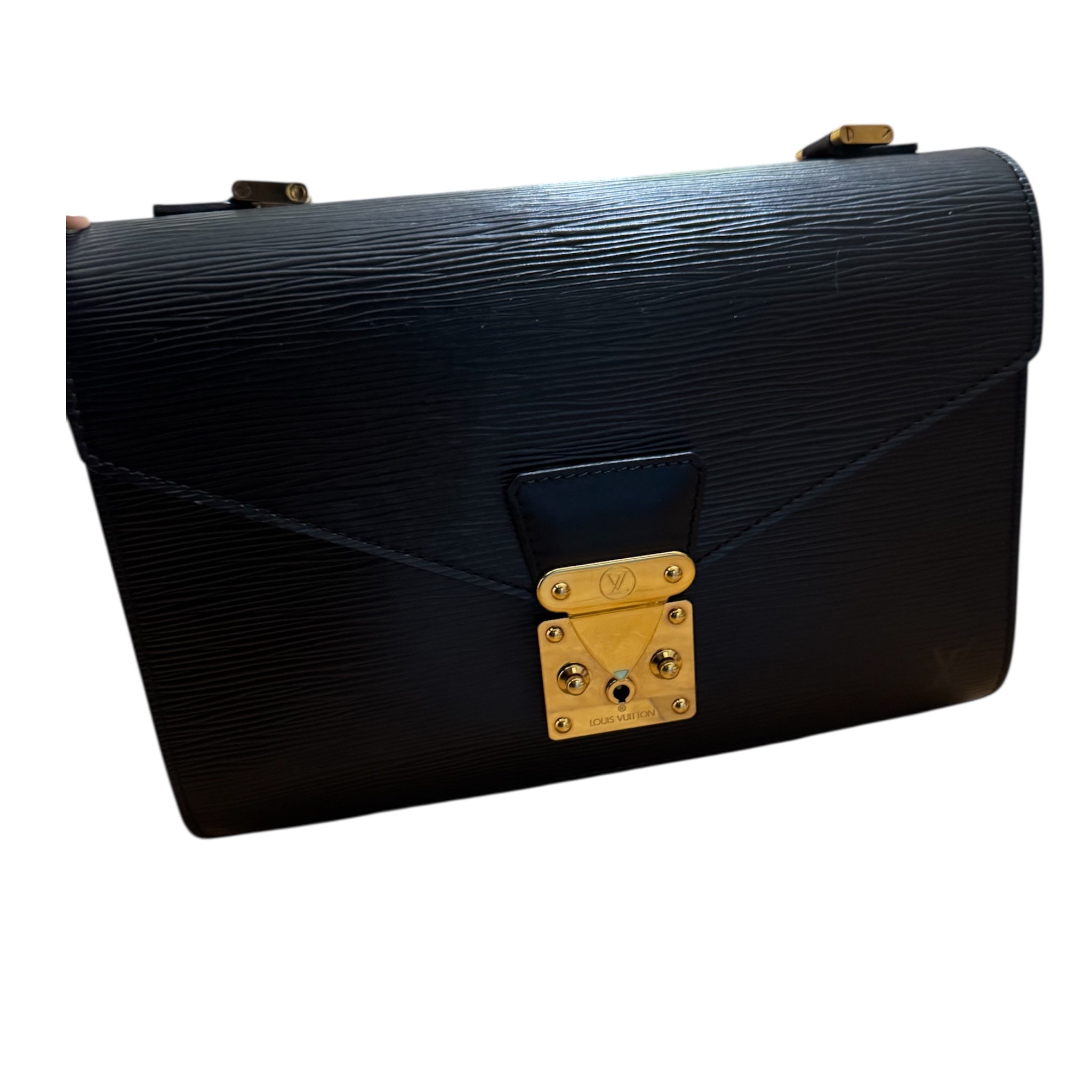 LOUIS VUITTON Epi Series Dragonne Pouch Bag Schwarz M52612 LV Auth 160670